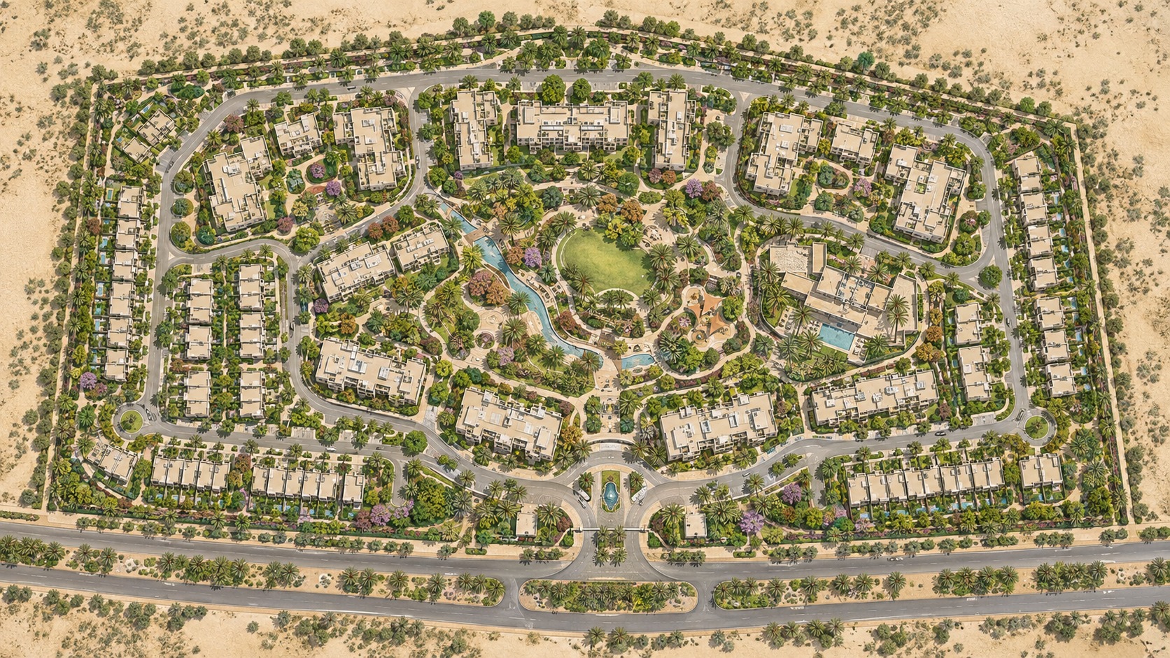 Detailed illustrative top-down site plan of The Courtyard in New Cairo