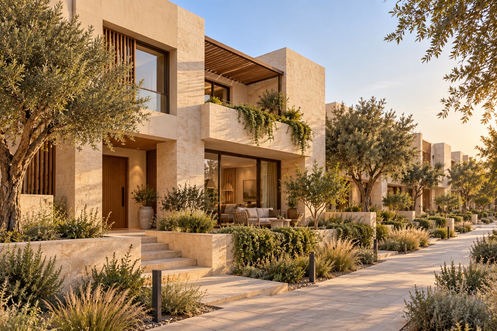 Illustrative limestone townhouse and garden
