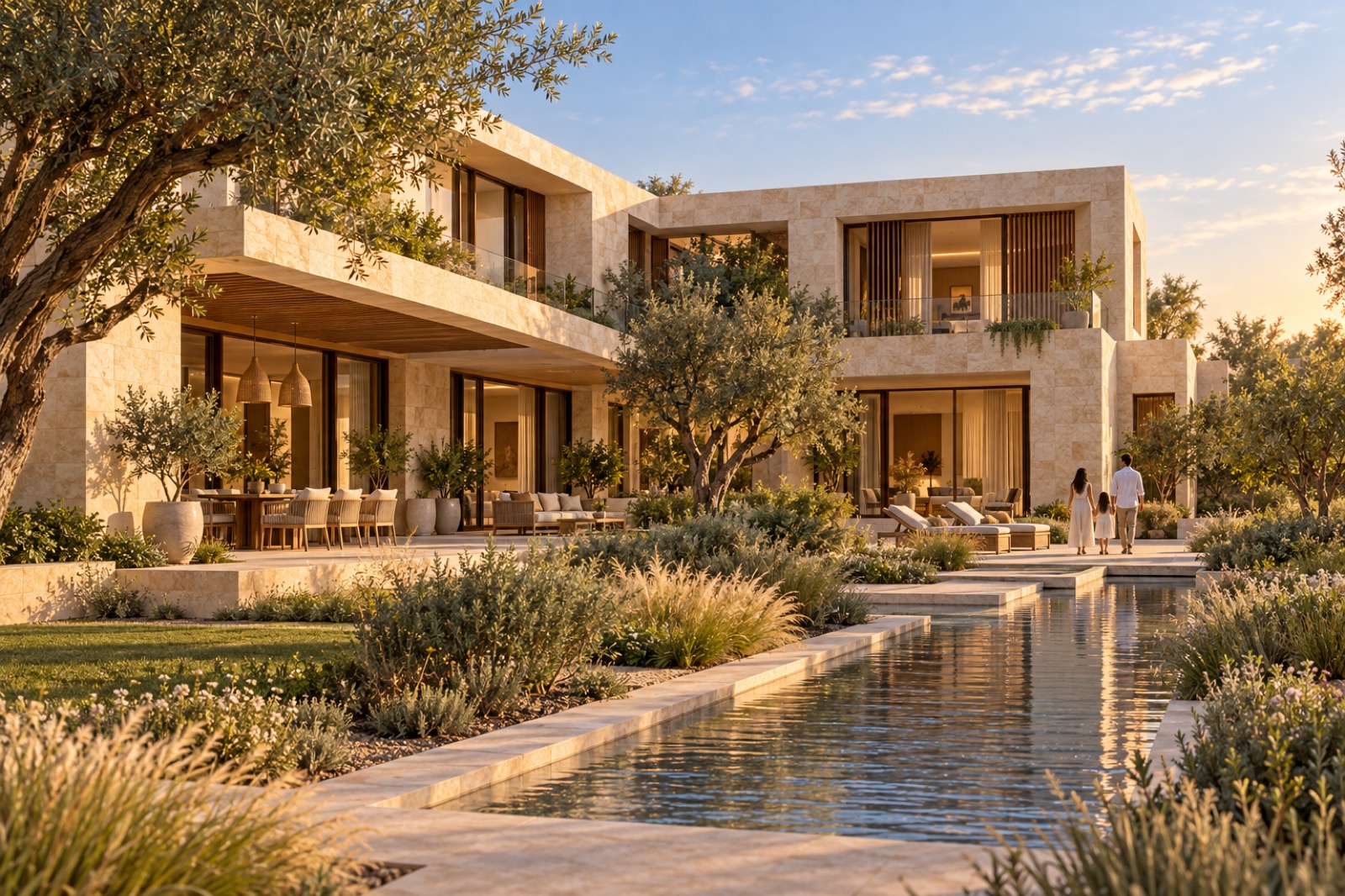 Illustrative limestone townhouse and garden